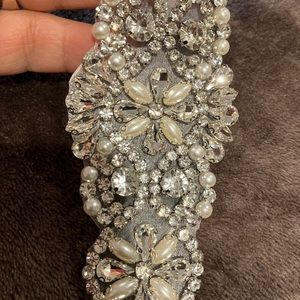 Silver Rhinestone Applique flower patches wedding dress Clothes Decoration